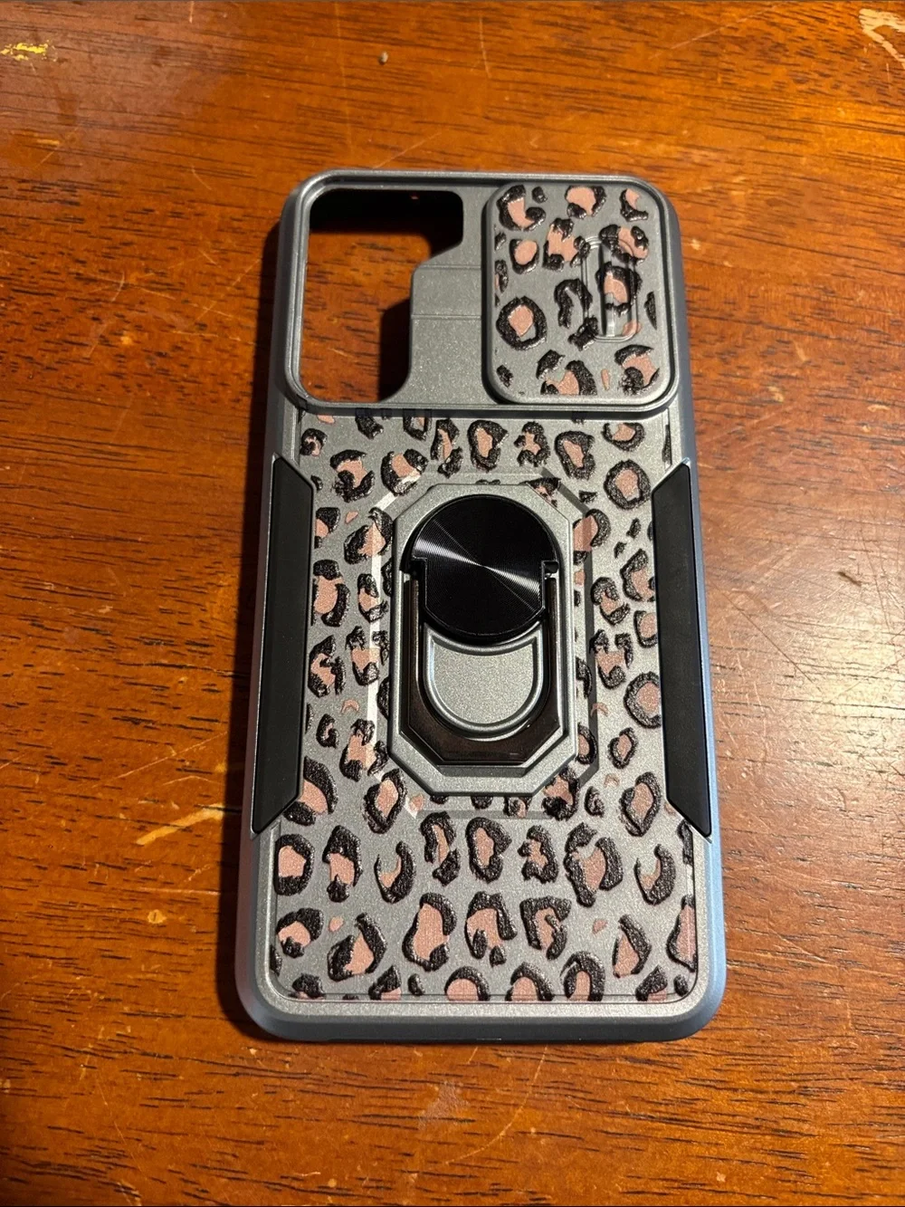 S21 FE Leopard Print Pink Protective Phone Case with Ring Holder